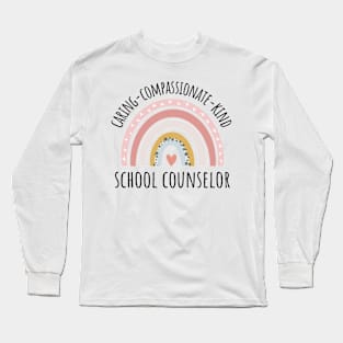 School Counselor Pastel Rainbow Long Sleeve T-Shirt